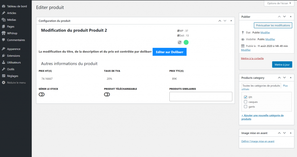 éditeur de produit WpShop