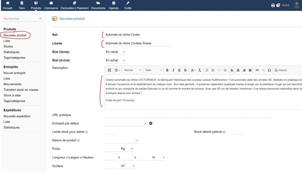 Ajouter un nouveau produit sur WpShop depuis Dolibarr