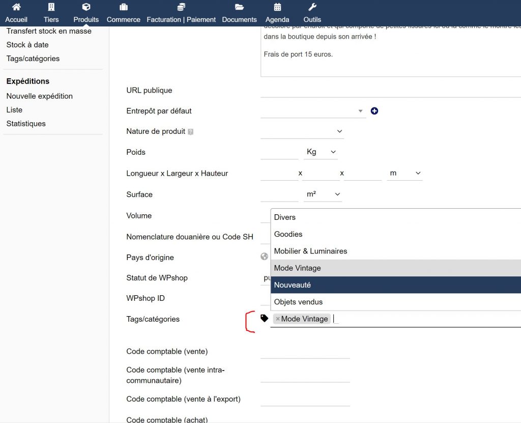 Ajouter un nouveau produit sur WpShop depuis Dolibarr