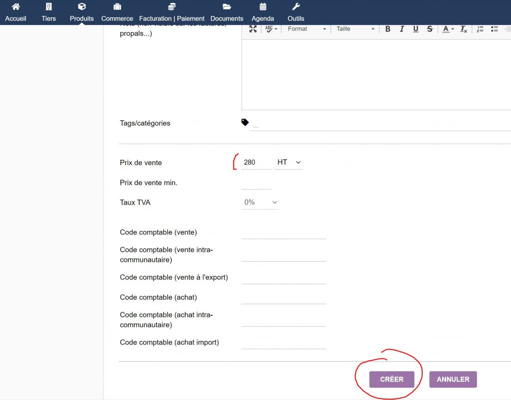 Créer un nouveau produit sur WpShop depuis Dolibarr