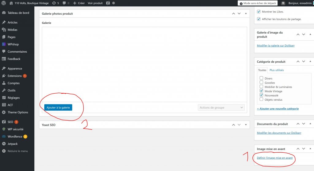 Création d&#039;un produit sur WordPress depuis Dolibarr