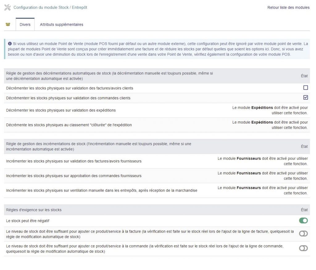 gérer ses stock sur le module WpShop Dolibarr
